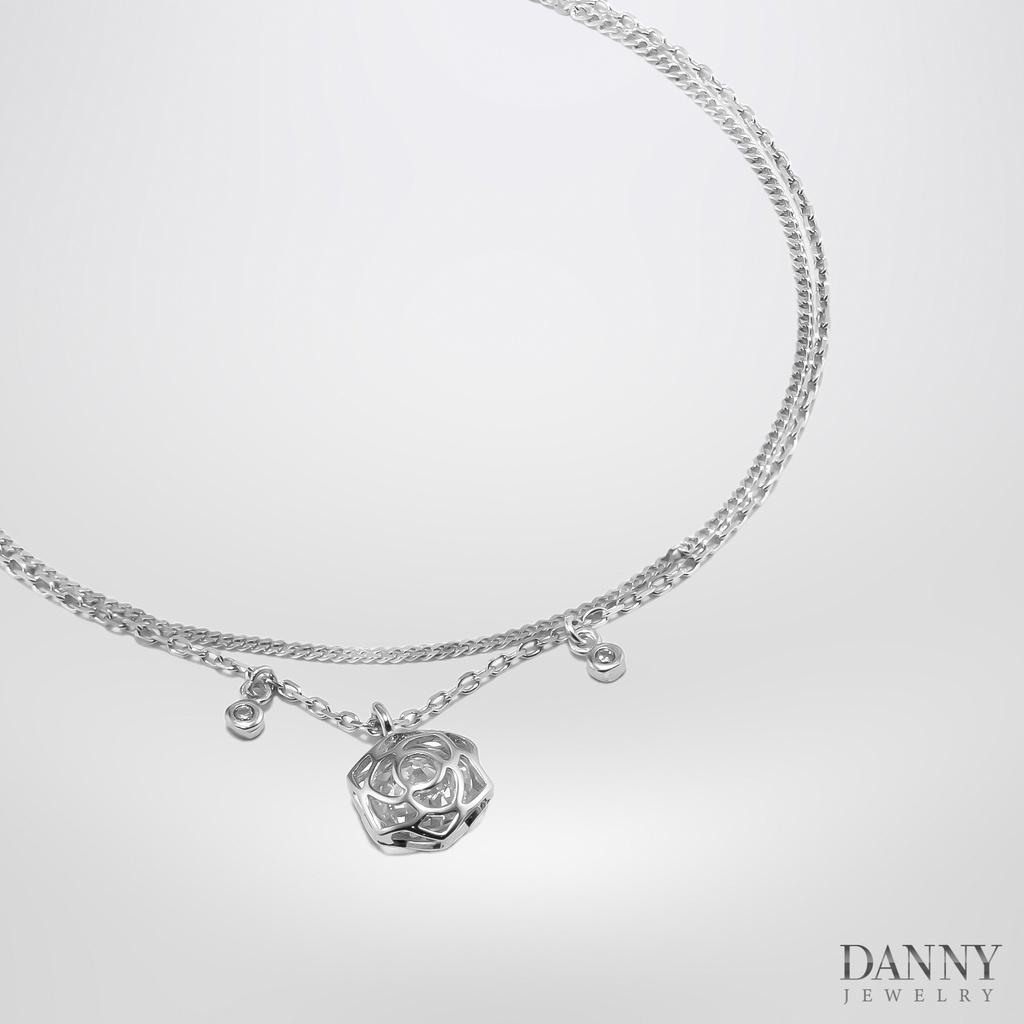 Lắc Tay Danny Jewelry Bạc 925 Xi Rhodium Dây Kép Hình Hoa Hồng LACY443