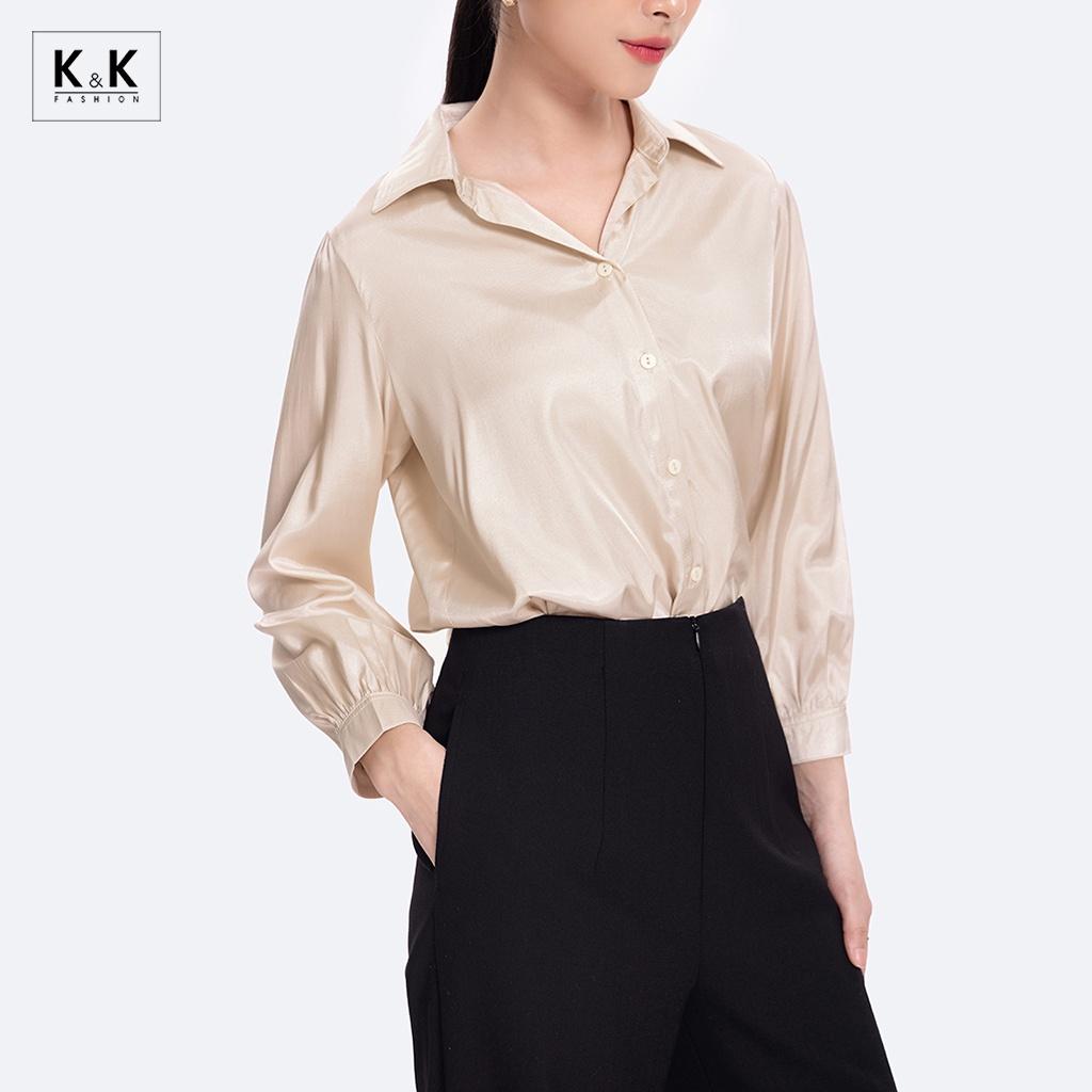 Áo Sơ Mi Nữ Công Sở Tay Dài K&amp;K Fashion ASM11-22 Chất Liệu Lụa Ánh Kim