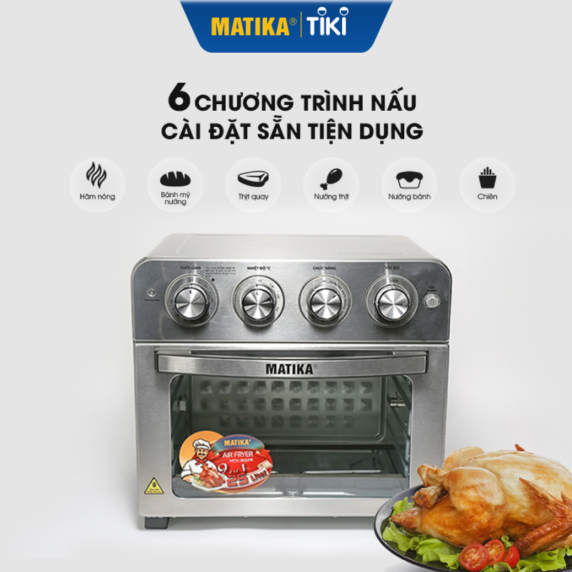 Nồi Chiên Không Dầu MATIKA 25L 1700W MTK-9325, Hàng Chính Hãng