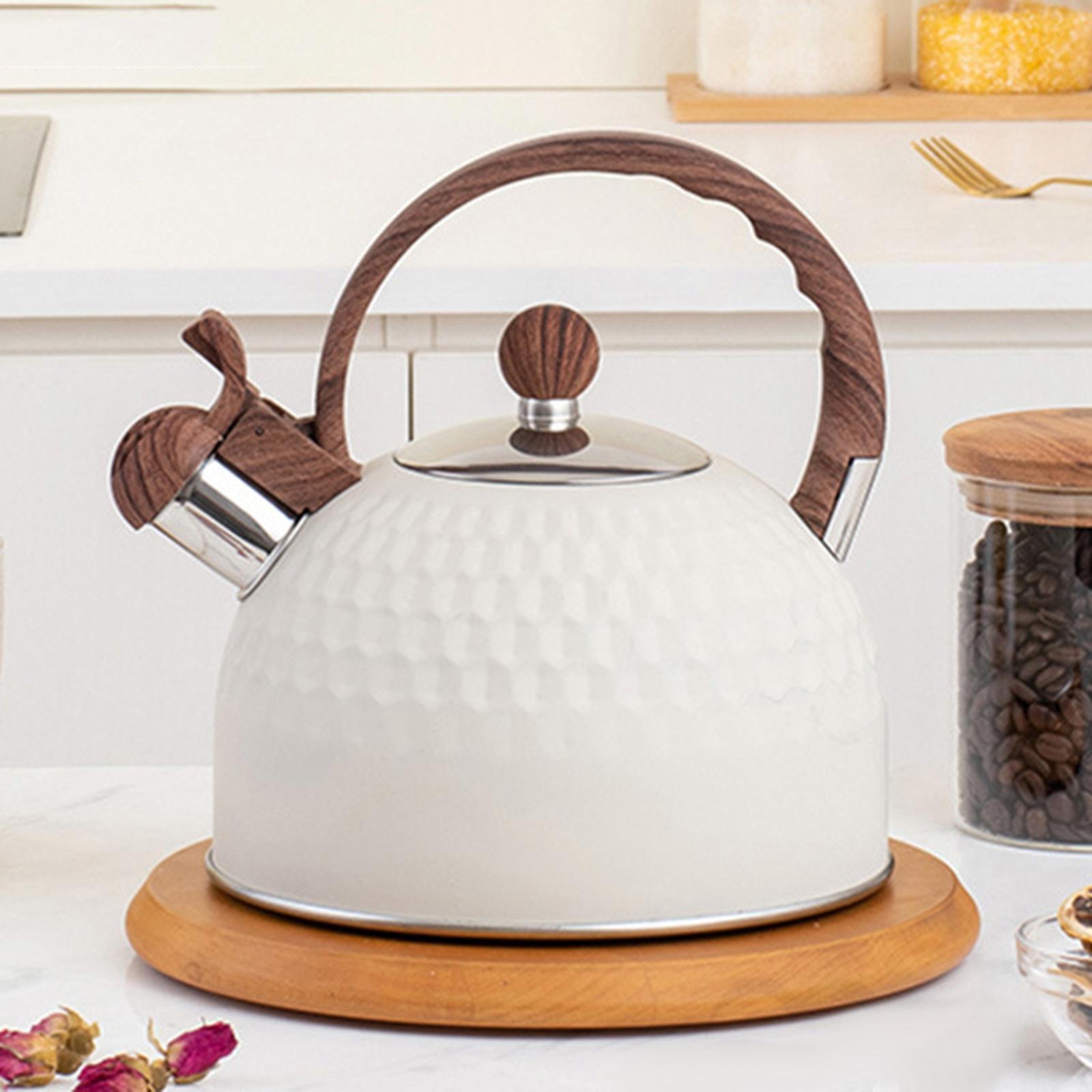 2.5L White Whistling Tea Kettle Water Kettle Stainless Steel Rust-Resistant