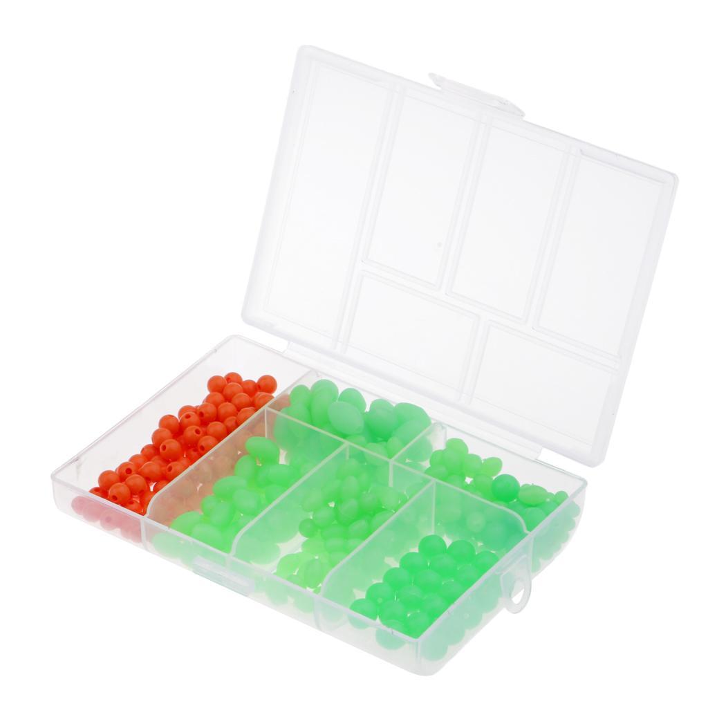 400 Pieces Luminous Fly Tying Beads Fishing Oval Round Beads Hard Fishing Beads Head Ball Beads Suit Connector