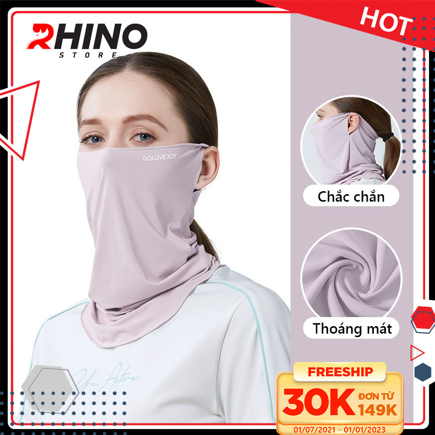 Khẩu trang băng lụa chống nắng cao cấp Rhino S202, khẩu trang nam nữ, chống tia UV, chống bụi, UPF50+, Hàng chính hãng