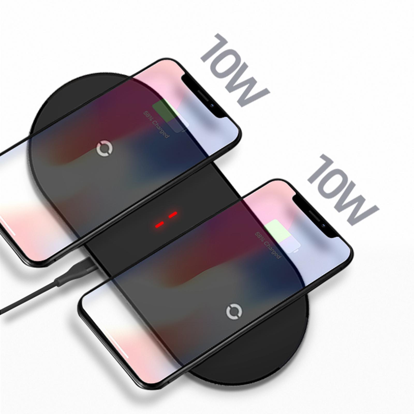 2 in 1  Wireless Charger Pad 10W Fast Charging For Smartphone Mirror Black