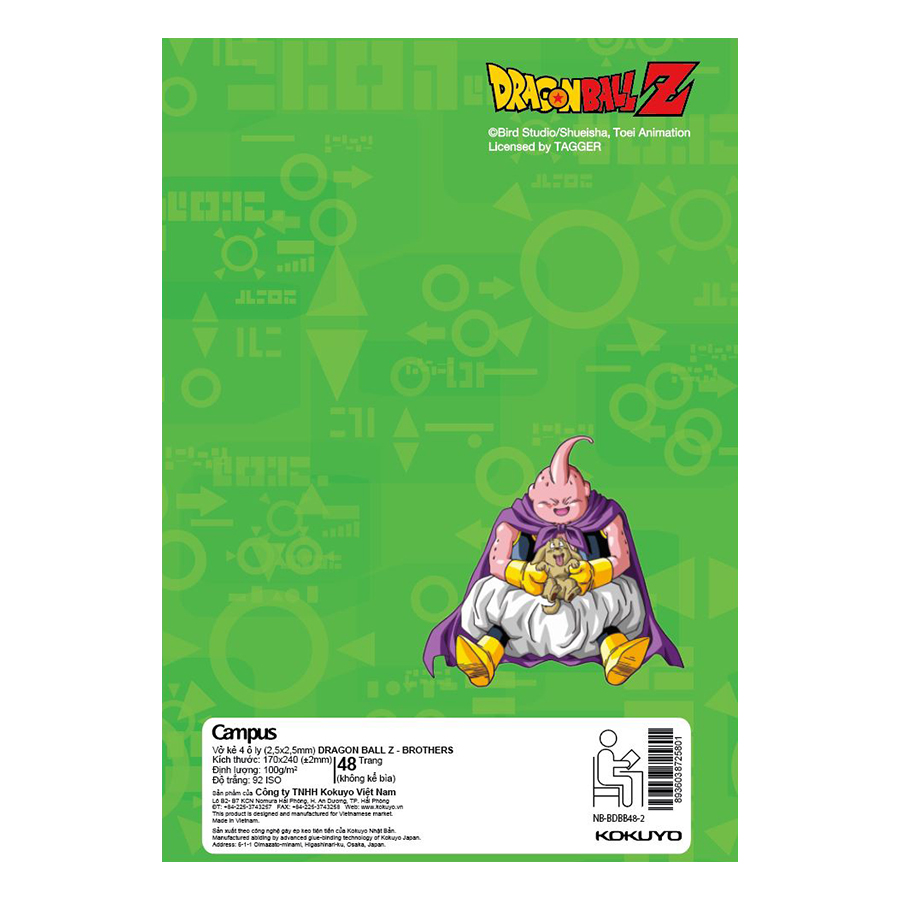 Lốc 10 Cuốn Vở 4 Ô Ly (2,5X2,5Mm) Campus Dragon Ball Z - Brothers NB-BDBB48 - ĐL 100 (48 Trang) - Giao Mẫu Ngẫu Nhiên