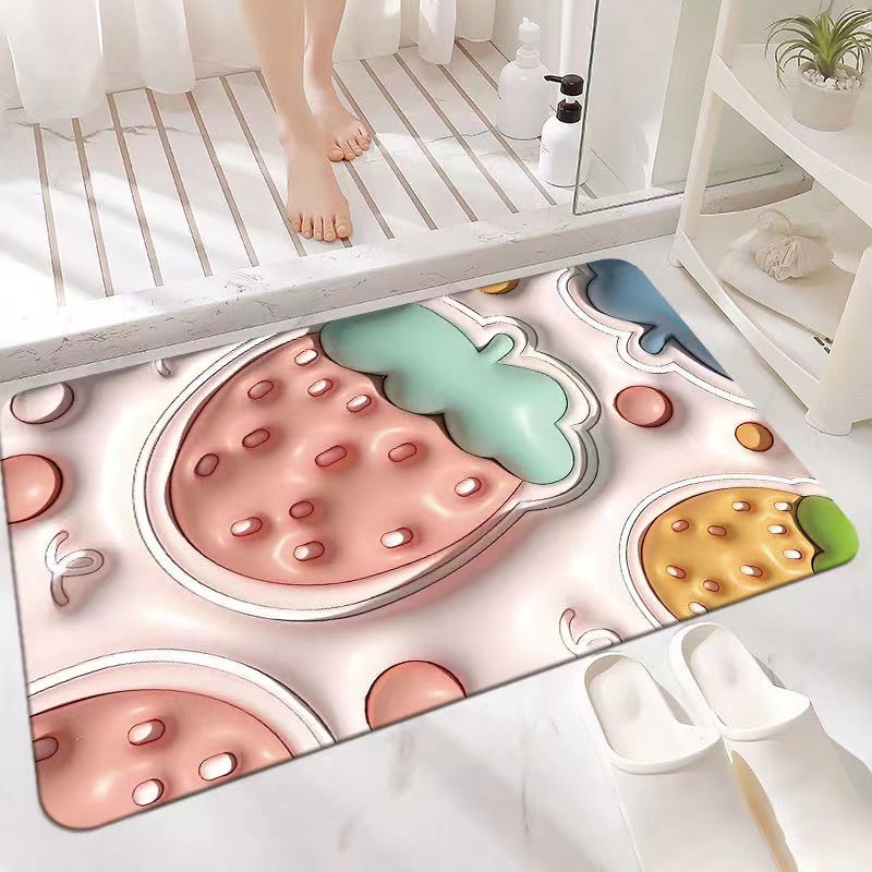 Thảm Lau Chùi Chân Silicone 3D Chống Trượt Thấm Hút Tốt In Họa Tiết Hoạt Hình Dễ Thương Trang Trí Nhà Cửa - HÀNG CHÍNH HÃNG MINIIN