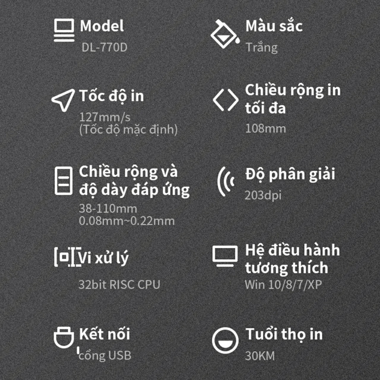 Máy in nhiệt in đơn hàng tem mã vạch vận đơn khổ A6 100x150mm Deli - Kết nối USB, tốc độ in 1 đơn/s DL-770D Hàng chính hãng