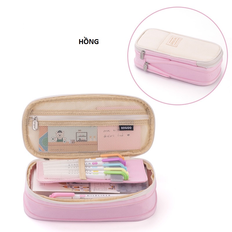 Hộp bút cỡ Lớn vải Canvas Loại 1 có thể giặt được, túi bút học sinh, hộp bút văn phòng phẩm vintage nam nữ B146