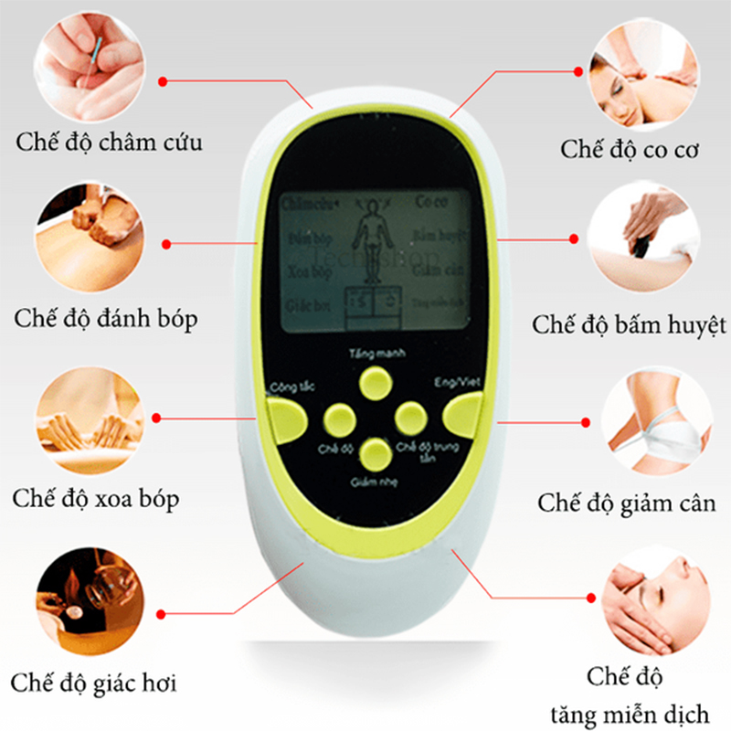 Máy massage xung điện trị liệu đa chức năng 8 miếng dán Aukewel HÀNG CHÍNH HÃNG - MAX STAR