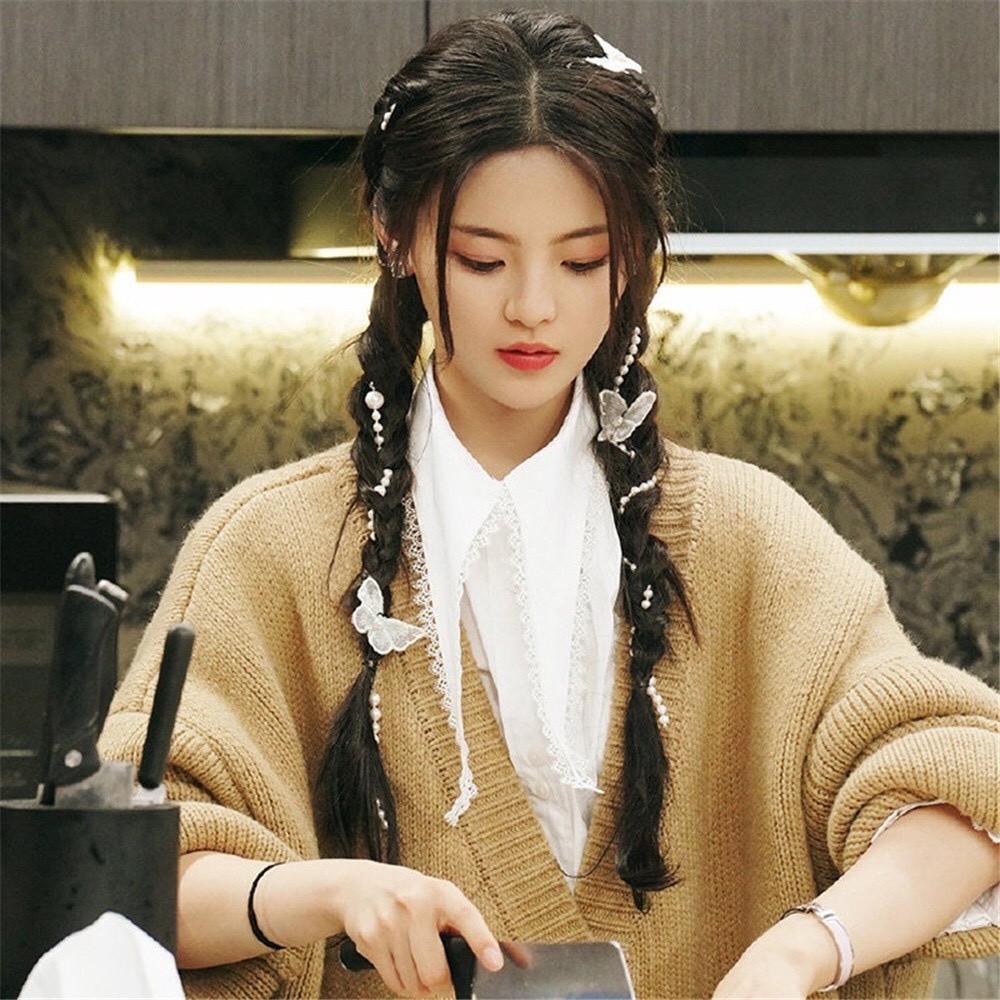 Dây bện cài tóc ngọc trai giả phối bướm ngọt ngào Tatitava