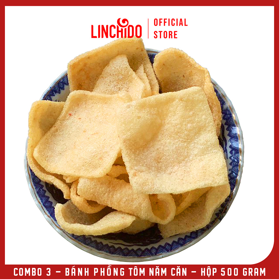 COMBO 3 Hộp - Đặc sản Cà Mau - Bánh Phồng Tôm Năm Căn - Loại Thượng Hạng ( Hộp 500 GRAM )