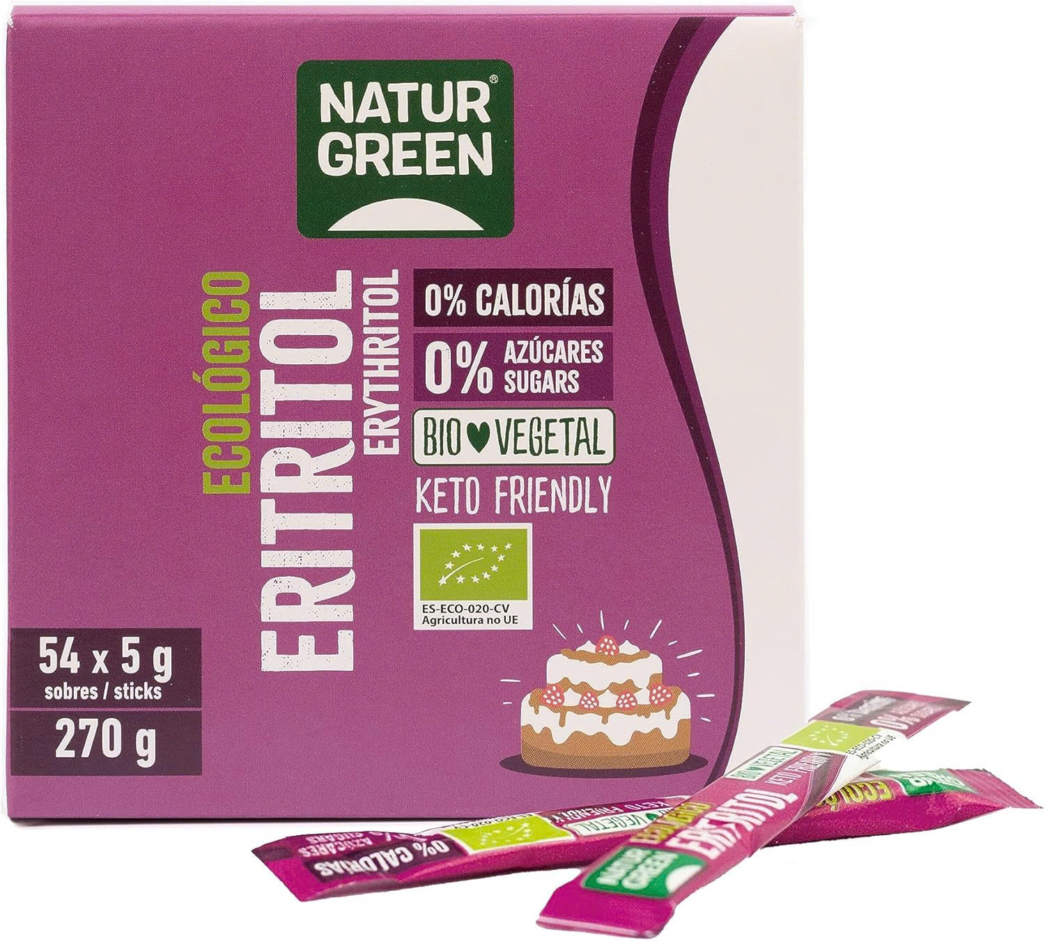 Đường Ăn Kiêng Hữu Cơ - NaturGreen Erythritol Sticks Bio 270g (54x5g)