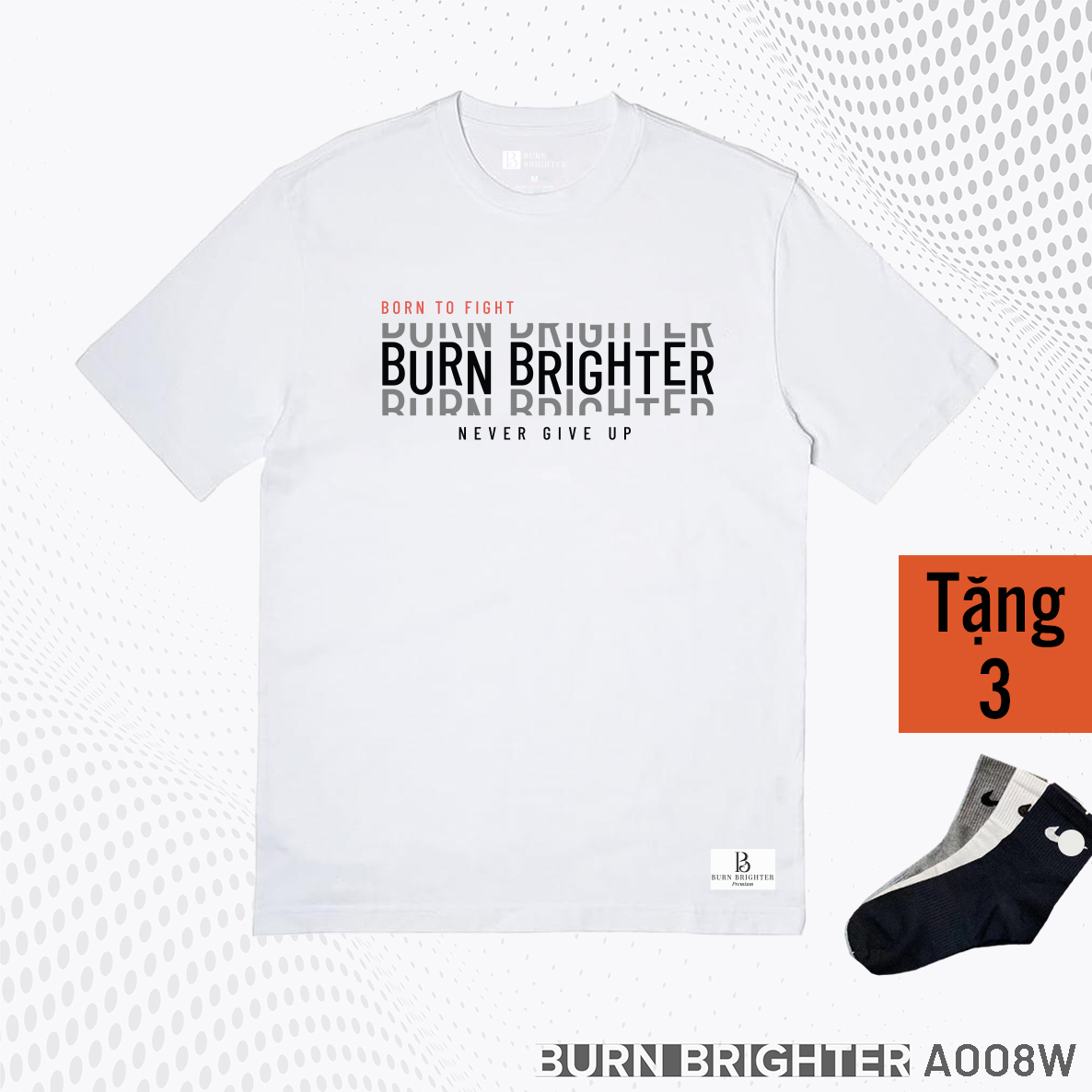 ÁO THUN UNISEX A008 - BURN BRIGHTER - MÀU ĐEN - XL ( 75 - 85kg ) Cao 180 - 190