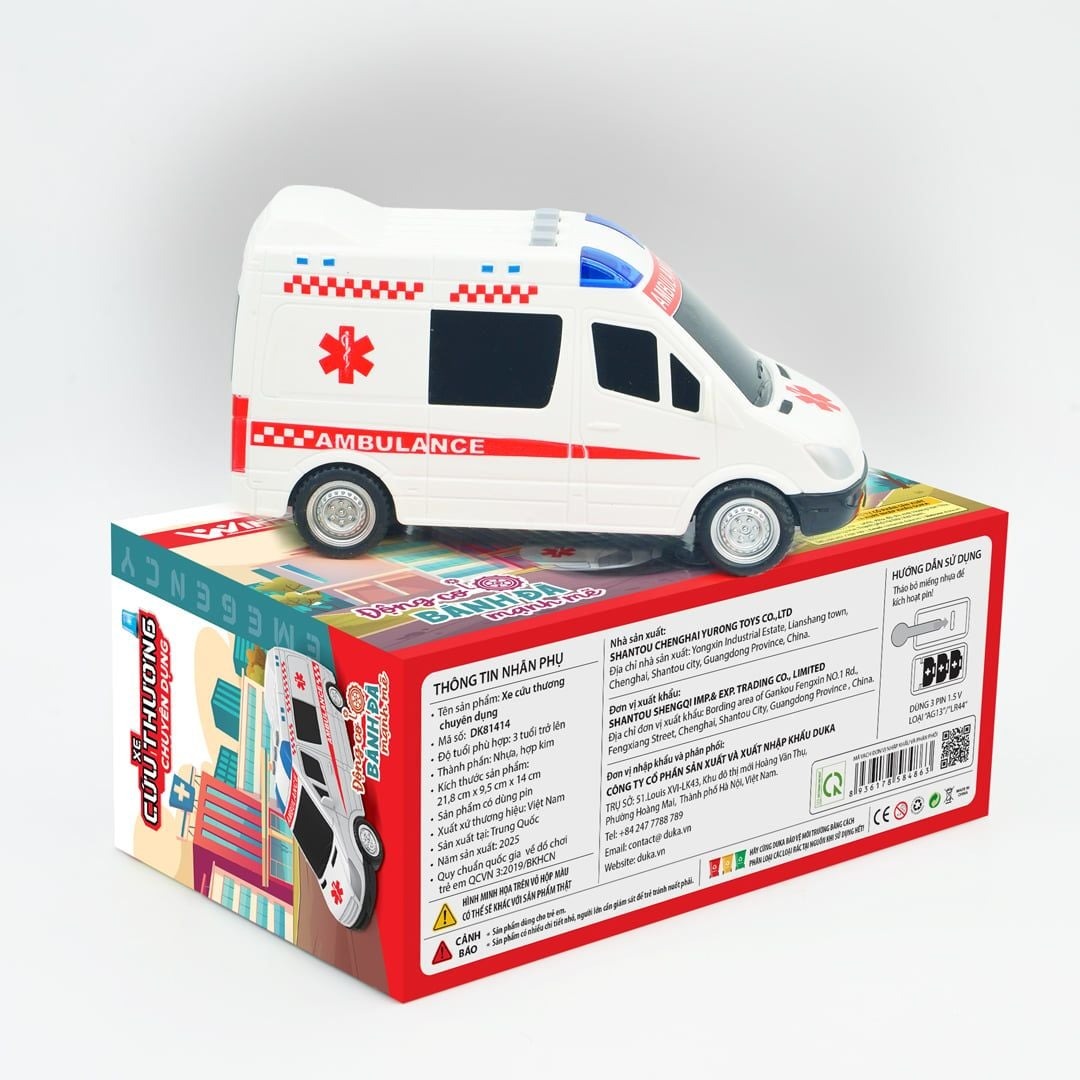Đồ Chơi DUKA: Ô Tô Xe Cảnh Sát/Xe Cứu Thương/Xe Vệ Sinh Môi Trường Kết Hợp Ánh Sáng Và Âm Thanh