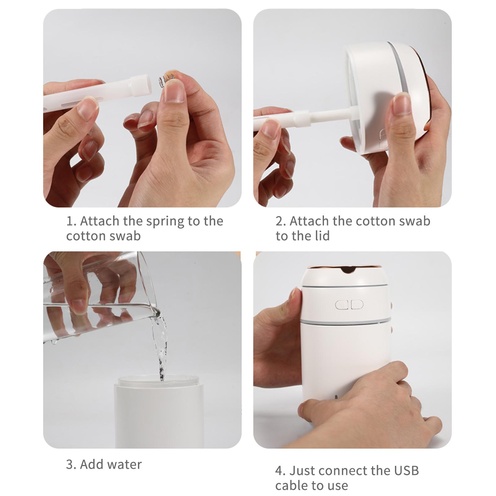 Máy khuếch tán tạo ẩm phun sương 400mL có gương có thể sạc lại với 7 đèn LED thay đổi màu sắc