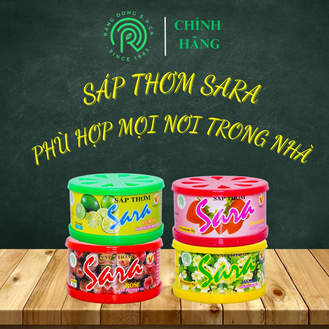 Sáp thơm 2 nắp Sara 75g (Hoa hồng, Dâu, Chanh, Lài)