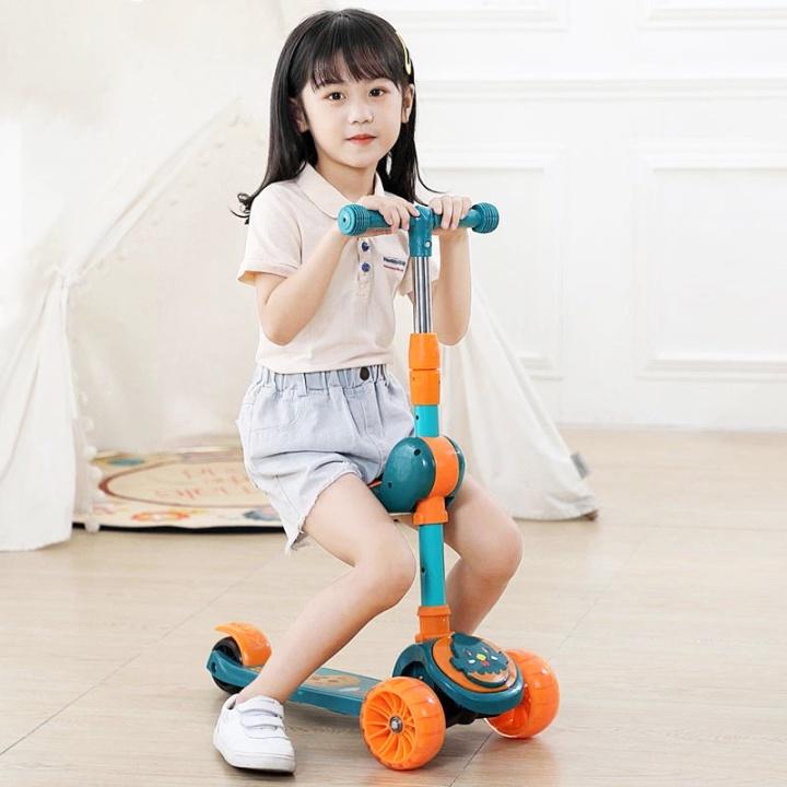 XE SCOOTER 3 BÁNH 3 IN 1 BÁNH XE CÓ ĐÈN LED , CÓ ĐỆM NGỒI , KHÔNG NHẠC