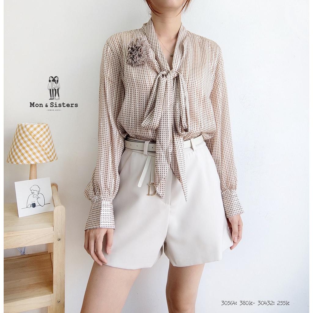 Áo sơ mi voan nơ ngực--30564
