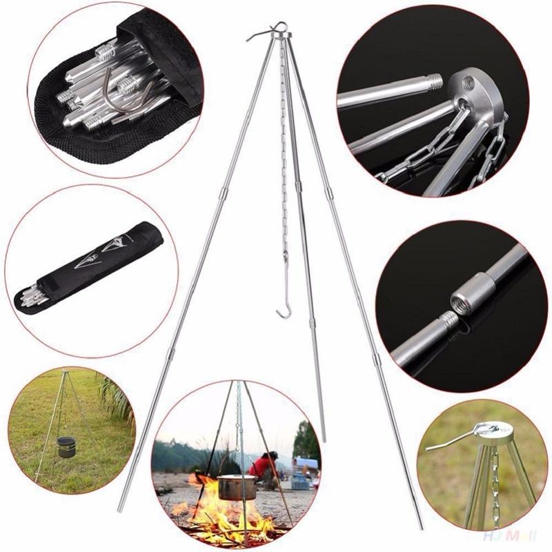 3-section Outdoor Campfire Tripod Camping Supplies Portable Hanging Pot Picnic
