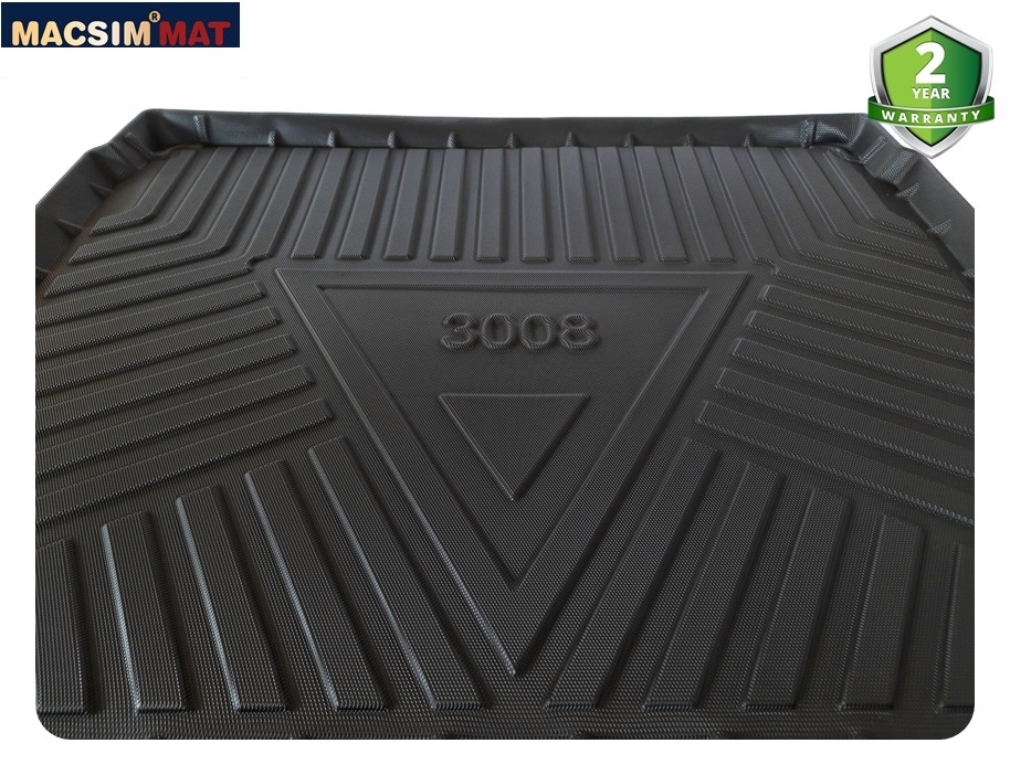 Thảm lót cốp xe ô tô qd Peugoet 3008 2013-2016 nhãn hiệu Macsim chất liệu TPV cao cấp màu đen