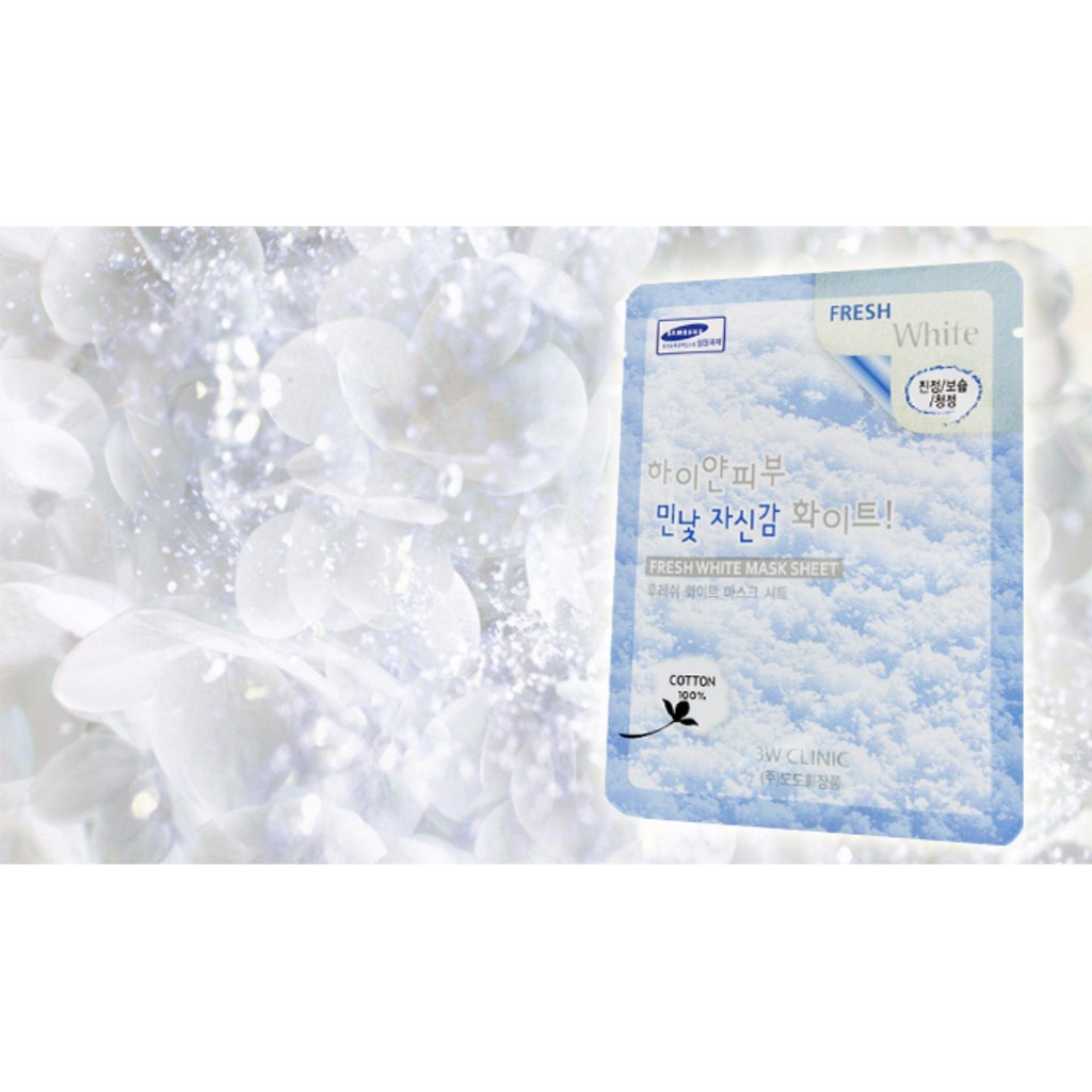 Combo 5 Mặt nạ tuyết dưỡng trắng da 3W Clinic Fresh White Mask Sheet 23g x 5