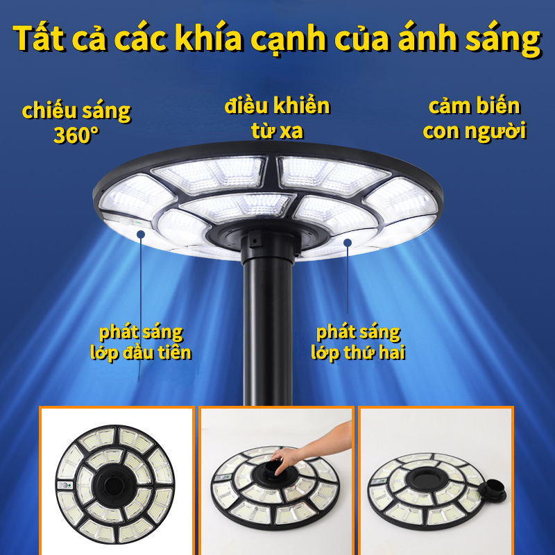 Đèn năng lượng mặt trời800W, Đèn sân vườn năng lượng mặt trời độ sáng cao Đèn cảm biến cơ thể người