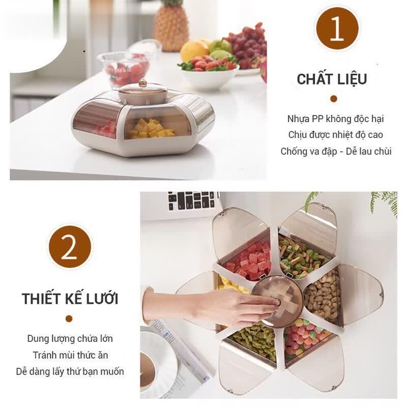 Khay Mứt TếtHàng loại 1Hộp Đựng Bánh Kẹo 6 Cánh Hoa Tự Bung, Sang Chảnh, Lịch Sự, Mẫu Mới Nhất Tết 2021