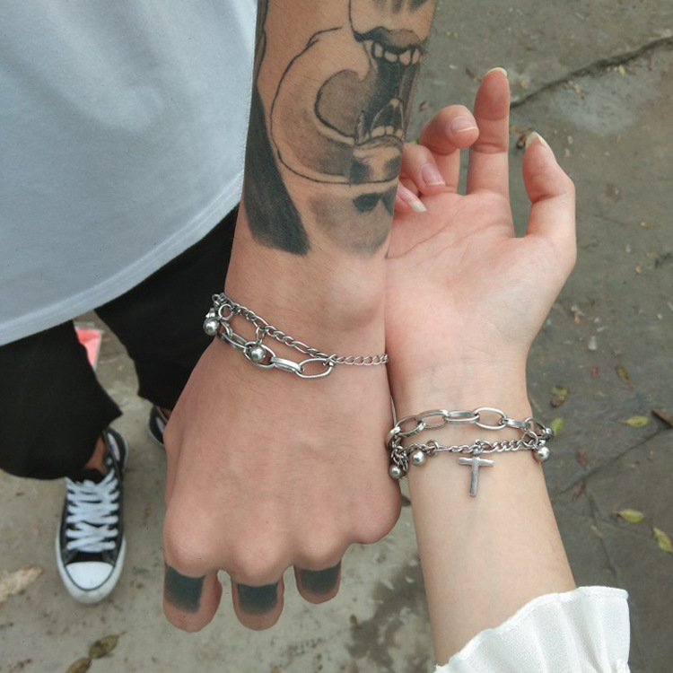 Vòng tay lắc tay dây đôi chữ Thập style Unisex