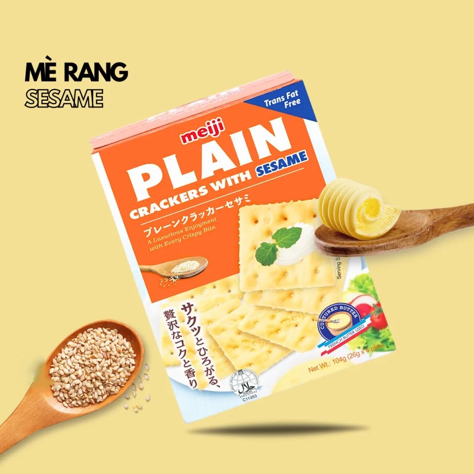 Bánh Meiji Plain Crackers With Sesame 104gr