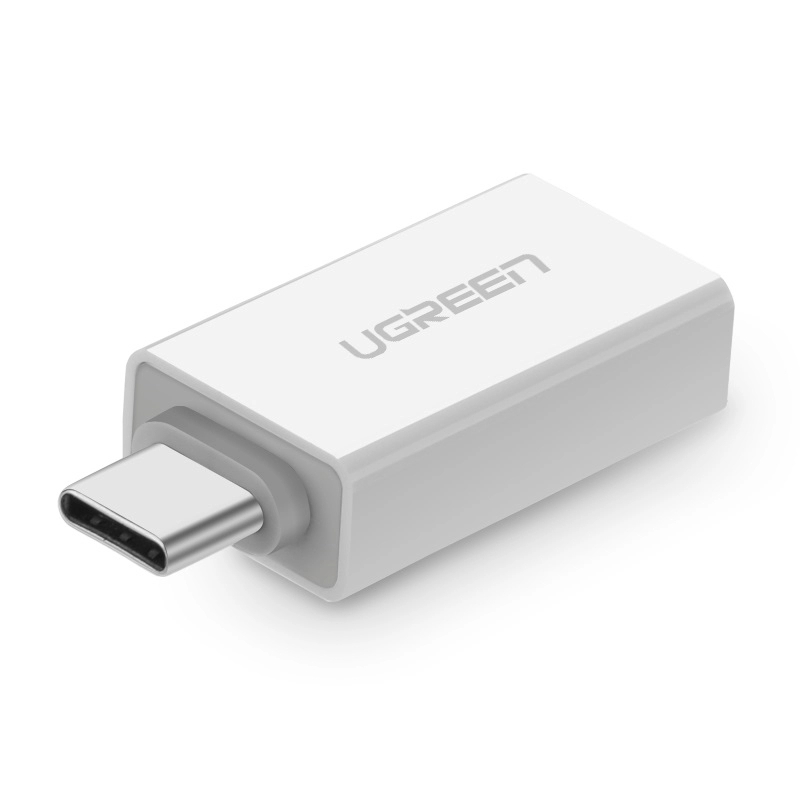 Đầu chuyển đổi USB-C dương Sang USB 3.0 âm màu Trắng Ugreen TC30155US173 Hàng chính hãng.