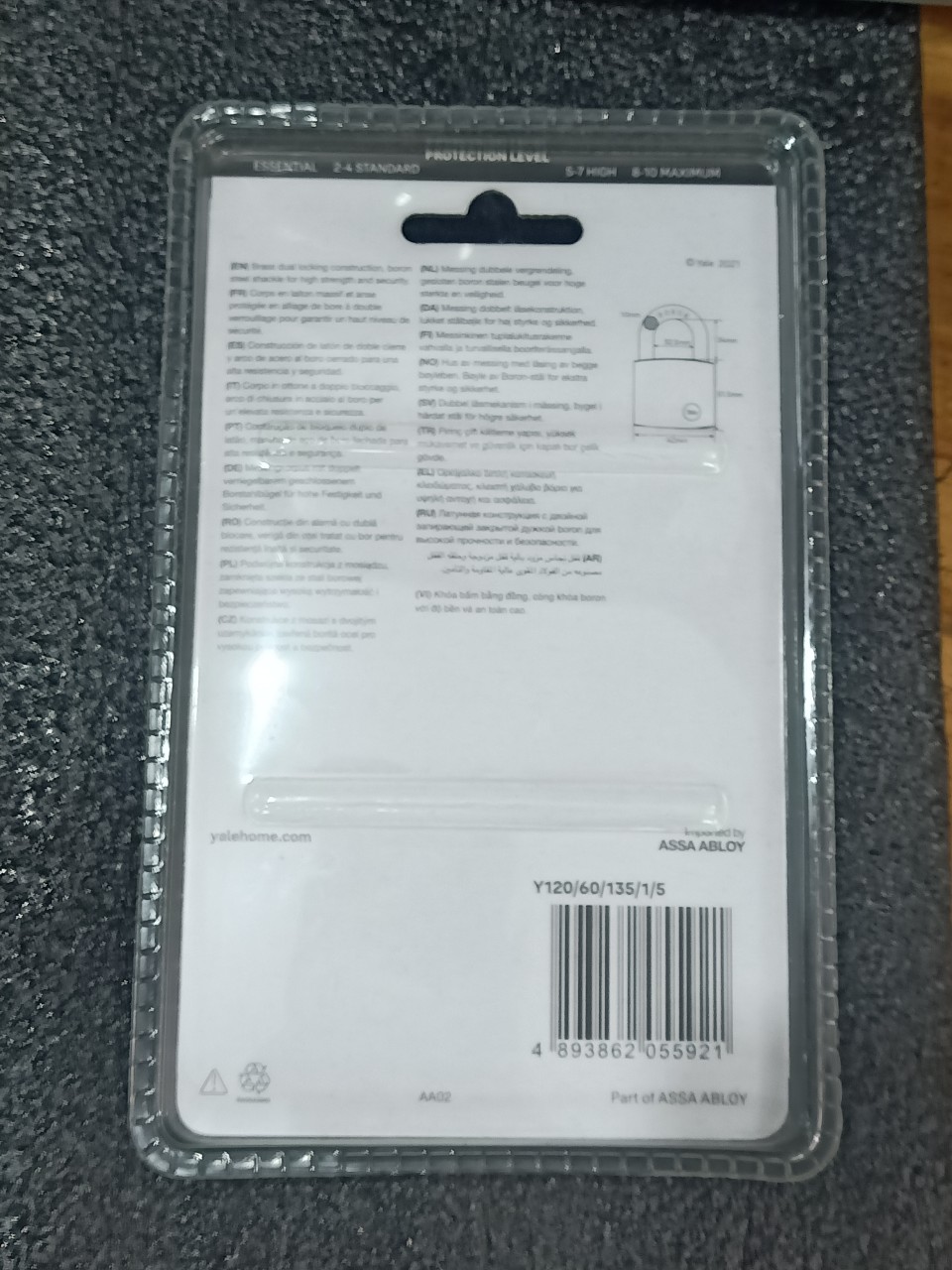 Khóa Yale Y120/60/135/1 Chìa Răng Cưa - Thân Đồng Mạ Crome Rộng 60mm