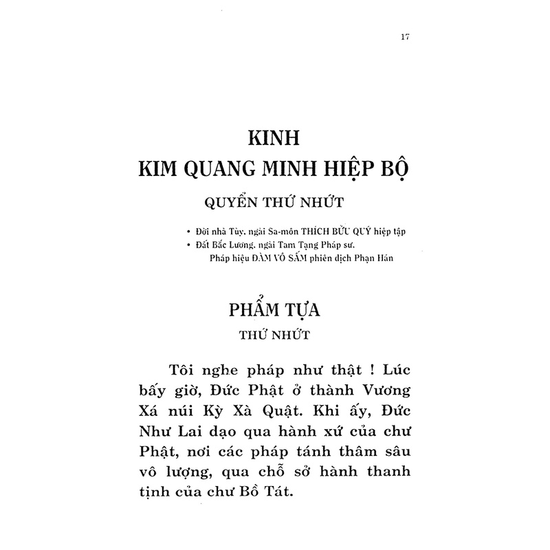 Kinh Kim Quang Minh Hiệp Bộ (Bìa Cứng, Bọc Plastic)