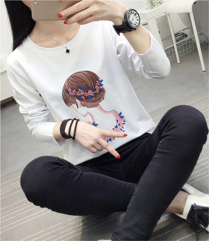 ÁO THUN NỮ DÀI TAY CỔ TRÒN HOẠ TIẾT TRẺ TRUNG