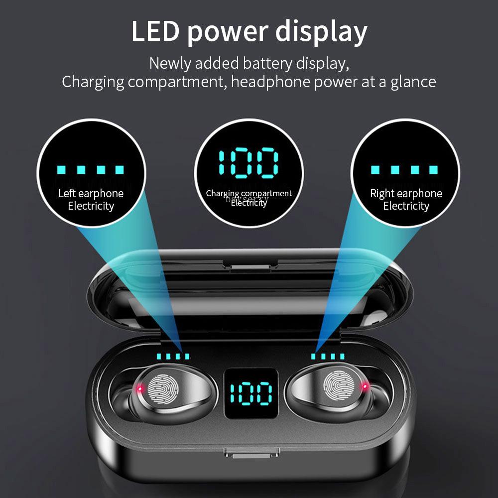 Bluetooth 5.0 9D Stereo Âm Nhạc Thể Thao Tai Nghe Không Dây Có Mic Tai Nghe 2000 MAh Power Bank Cho iPhone Samsung