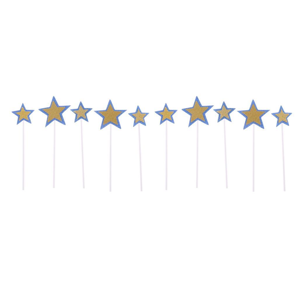 10 Pieces Star Cake Topper Party Dessert Cupcake Decoration