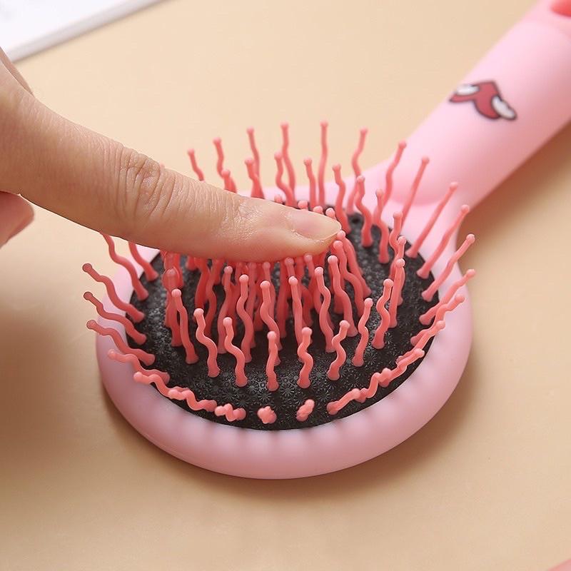 Lược gương 2in1 chải tóc gỡ rối massage da đầu giảm rụng & kích thích mọc tóc cute nhiều màu - Lượt chải tóc kèm gương