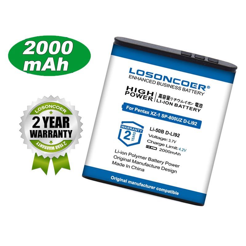 2000MAh Li-50B Li50B Lý 50B Pin Cho Olympus U6010 U6020 Pentax XZ-1 SP-800UZ D-Li92 DLi92 MJU 1010 1020 TG810 VR-340 SZ10