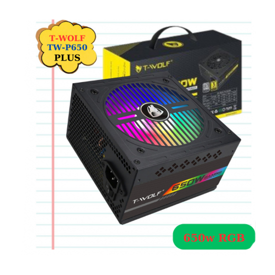 Bộ nguồn máy tính T-WOLF-P650 RGB (600W/80 PLUS) - Hàng Chính Hãng