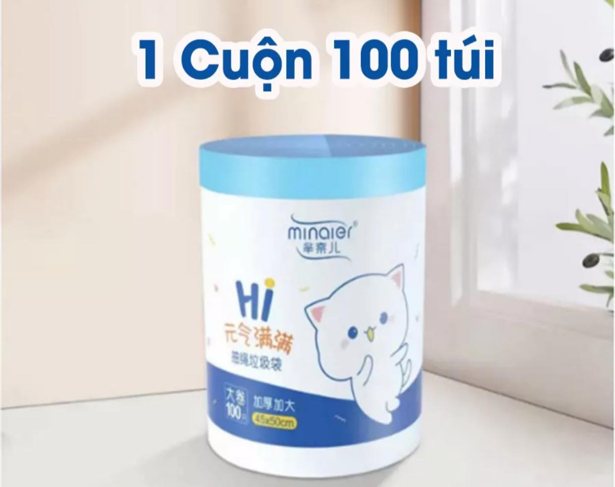 CUỘN 100 TÚI RÁC NHỰA DẺO CÓ DÂY RÚT, KHÔNG RÒ RỈ NƯỚC, KHÔNG SỢ BẨN TAY