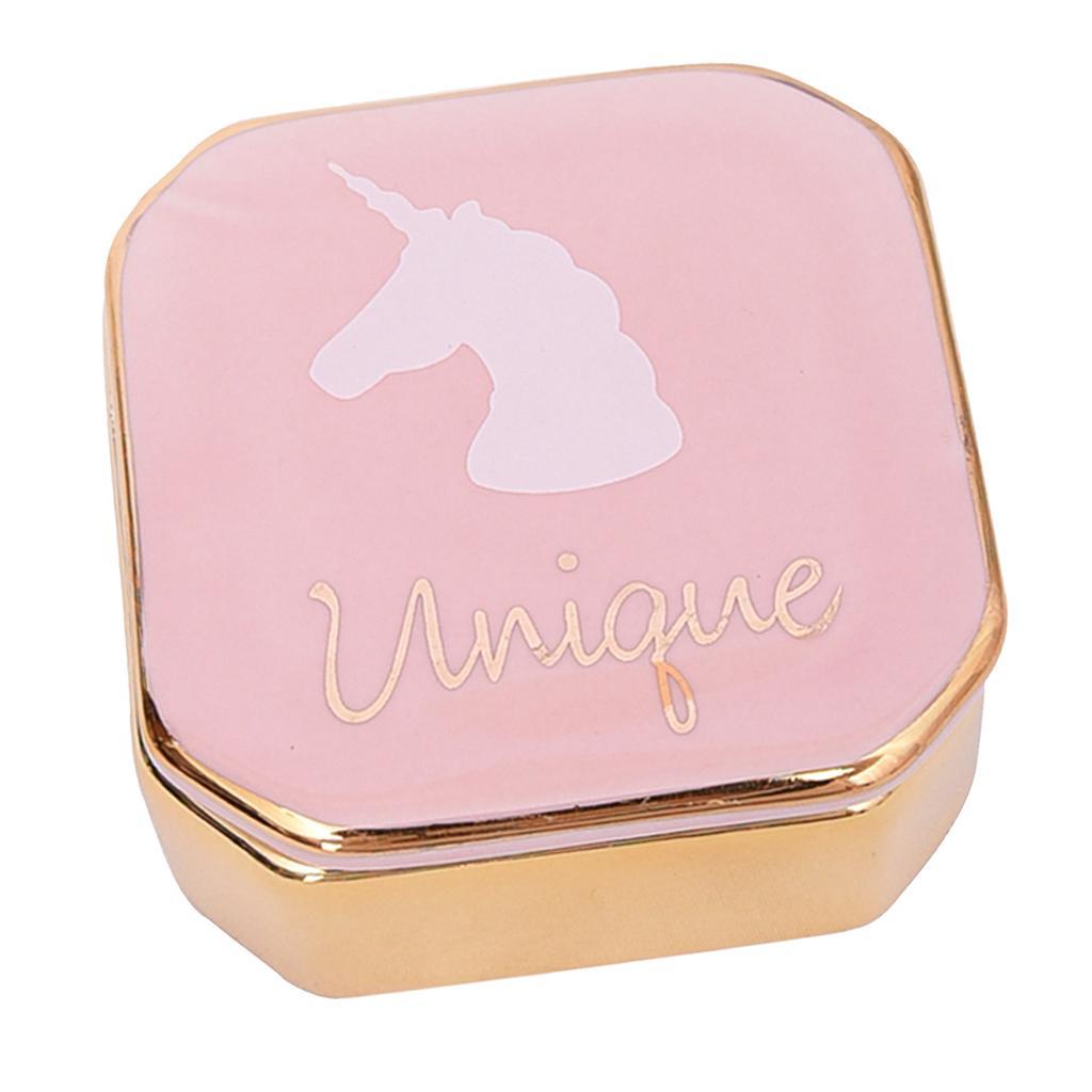 Mini Travel Jewelry Ceramic Box Cosmetic Makeup Display Organizer Case Pink