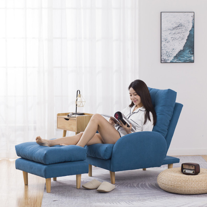 Ghế sofa thư giãn, Ghế lười kèm đôn chất liệu vải, có điều chỉnh 3 cấp độ, có thể tháo ra vệ sinh