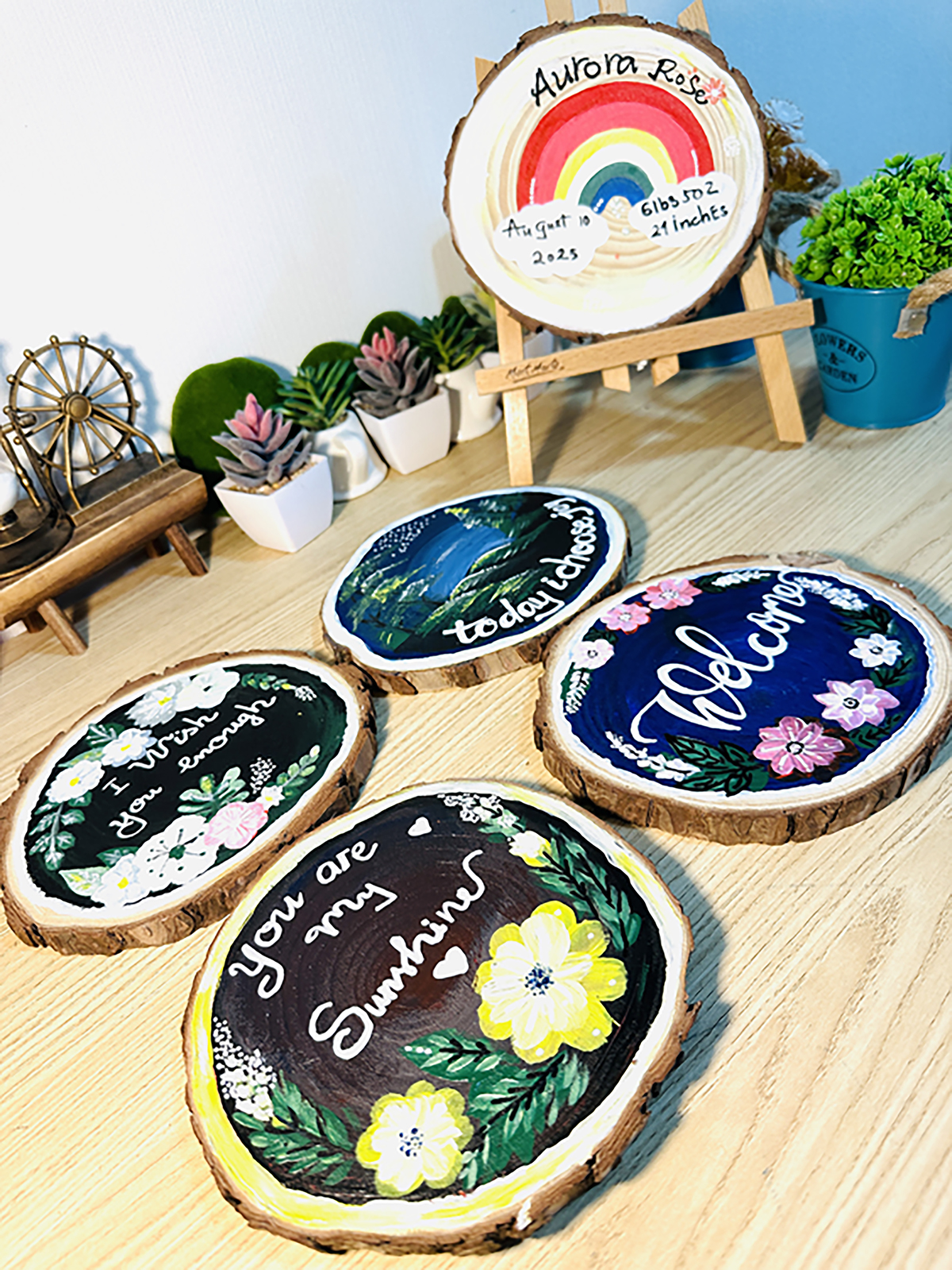 Tranh Vẽ Tay Trên Gỗ Thông You Are My Sunshine – Decor Handmade Độc Bản