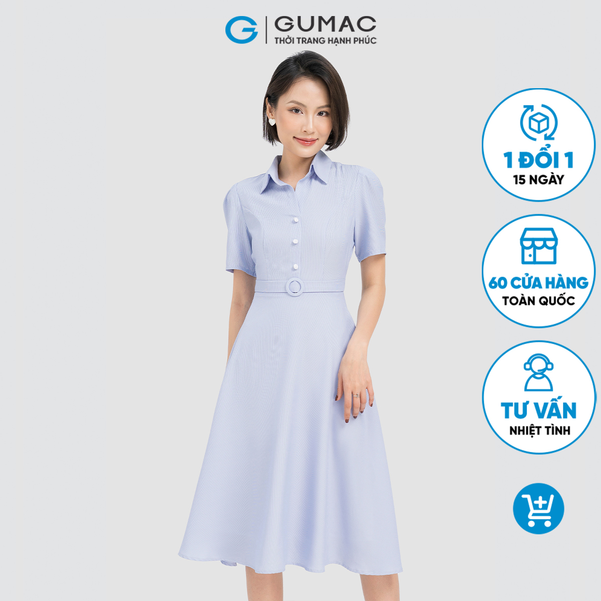 Đầm A khoen eo GUMAC DD04045