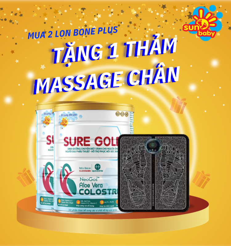 [Tặng 2 thảm massage chân] Combo 2 lon sữa Sure Gold dinh dưỡng cho người cần phục hồi sức khỏe 900g Sunbaby