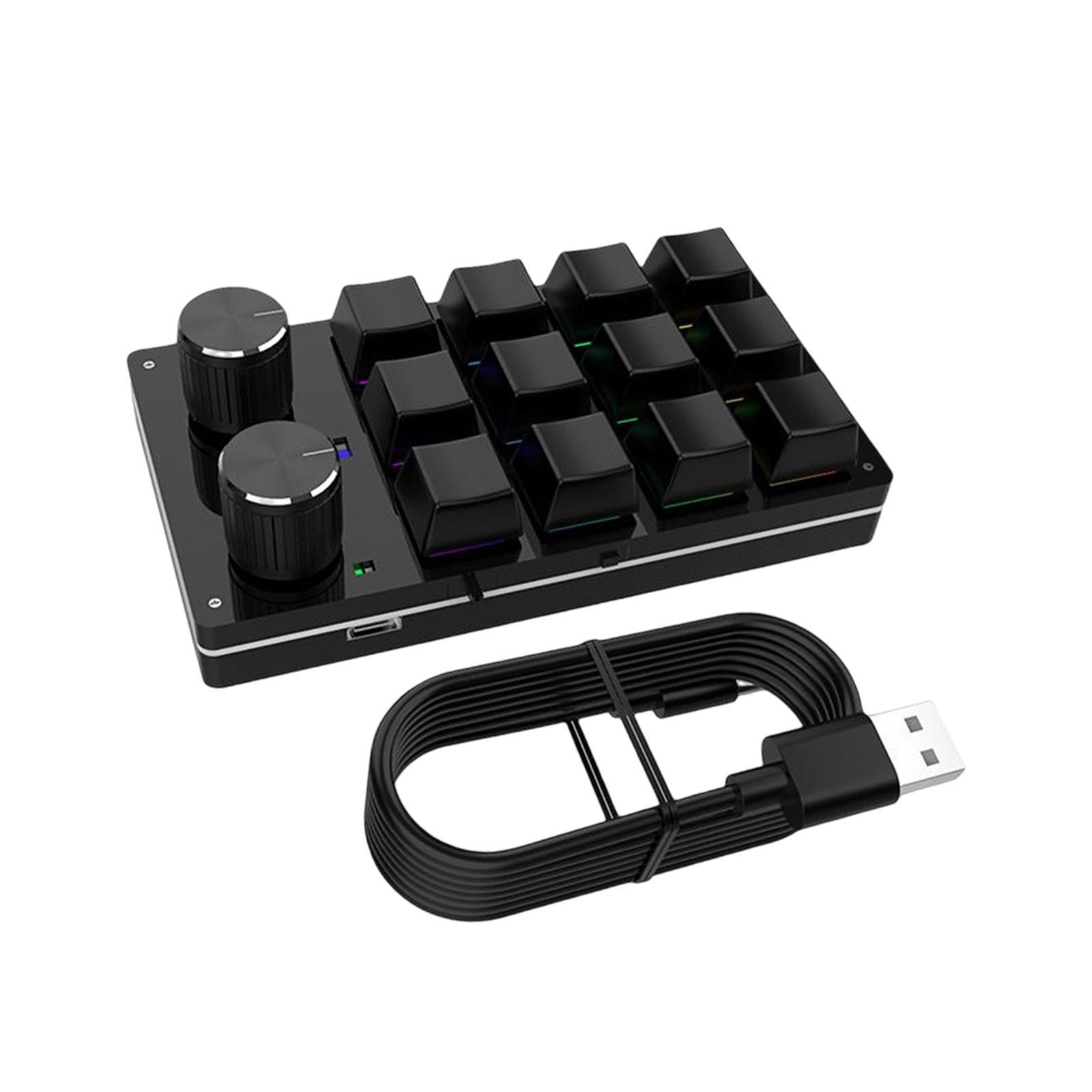 12 Key Mini Keyboard, Programmable Keypad USB C Wired Multifunctional Gaming Keypad for PC