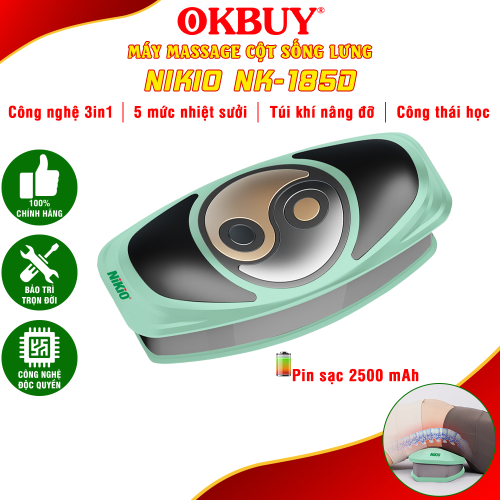Máy massage lưng và cột sống Nikio NK-159, Dòng pin sạc, công nghệ kéo giãn cột sống lưng bằng túi khí hỗ trợ giảm đau mỏi và bệnh lý vệ cột sống