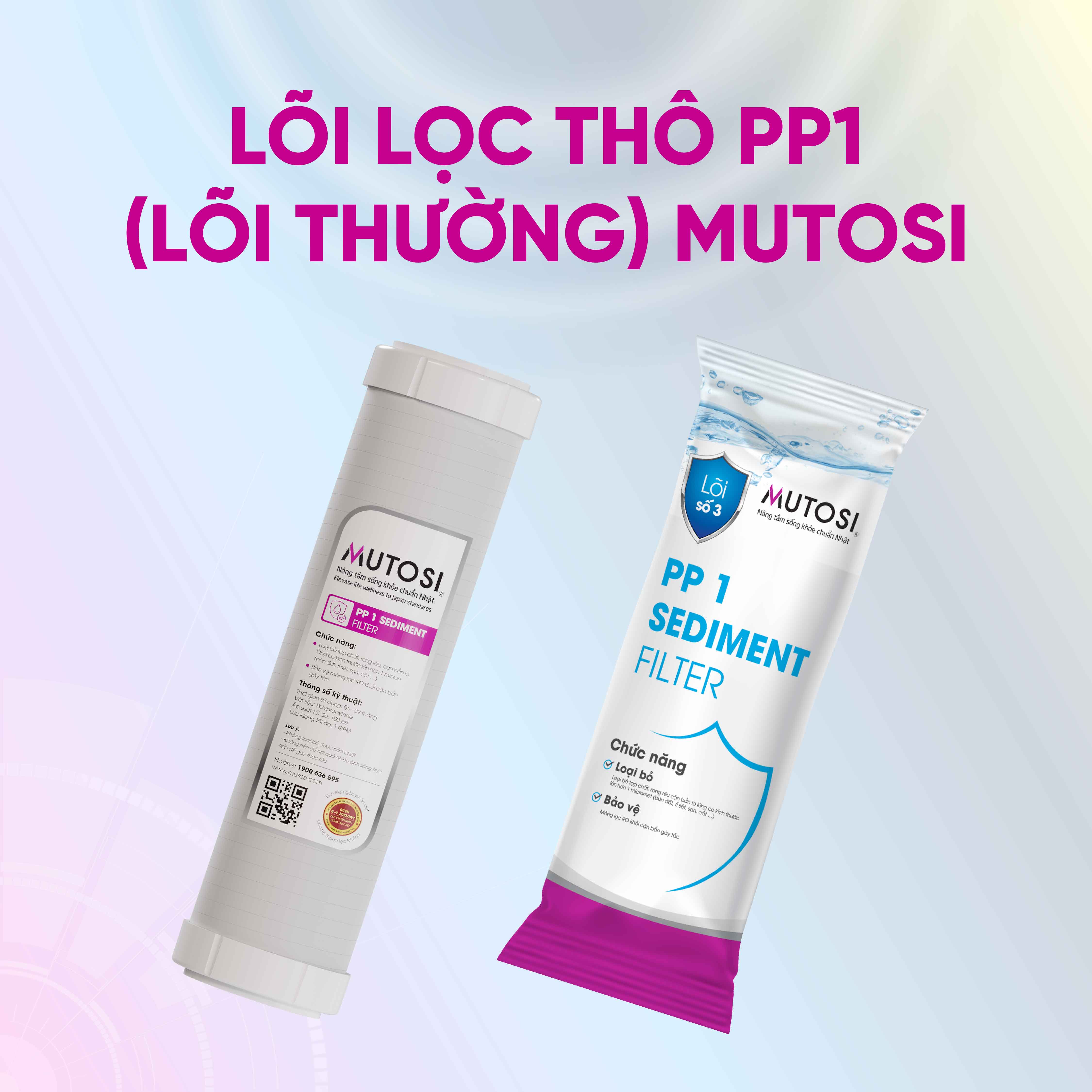 Combo 8 lõi lọc nước - Hàng chính hãng Mutosi (hệ lõi thô thường)