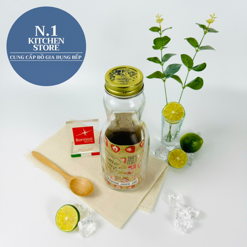 Quattro chai thủy tinh bầu nắp vặn 1000ml Bormioli Rocco Ý - Hàng Chính Hãng