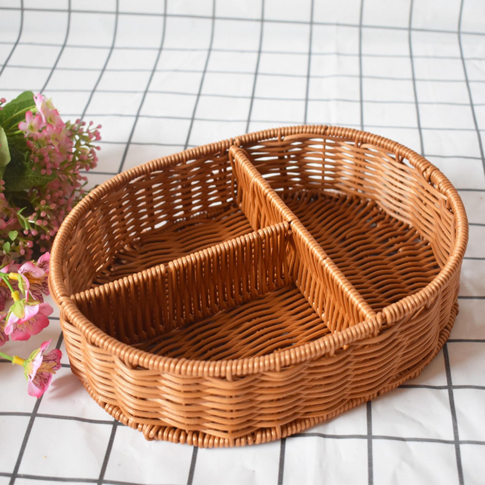 Imitation Rattan Bread Basket Food Serving Basket for Picnics Dining Kitchen