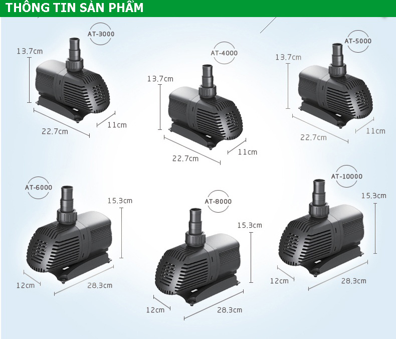 Bơm Công Suất Mạnh - Máy Bơm Nước Bể Cá/ Ao Cá/ Hồ Cá AT 10000 siêu bền