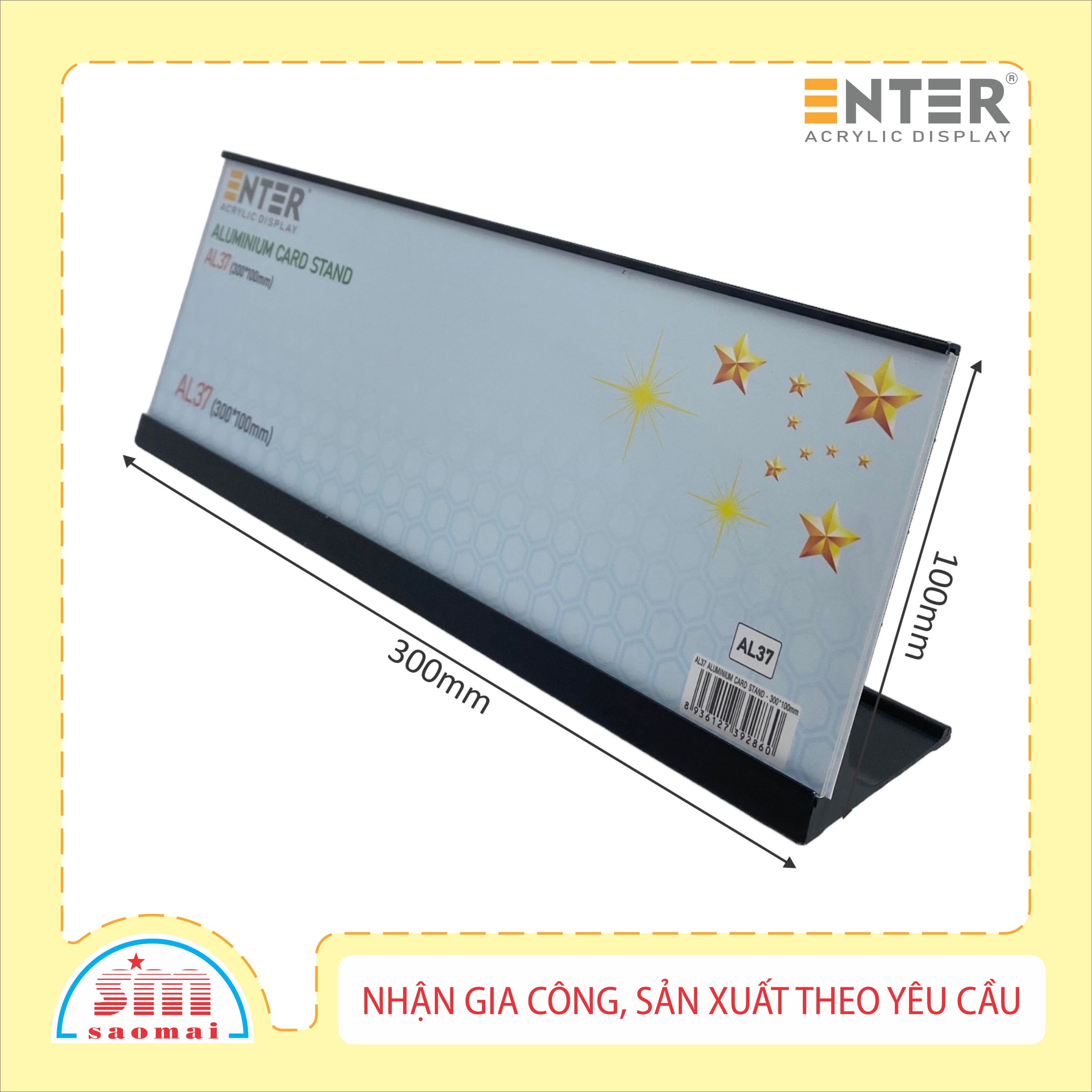 Bảng thông tin để bàn nhôm Enter AL37 300x100mm